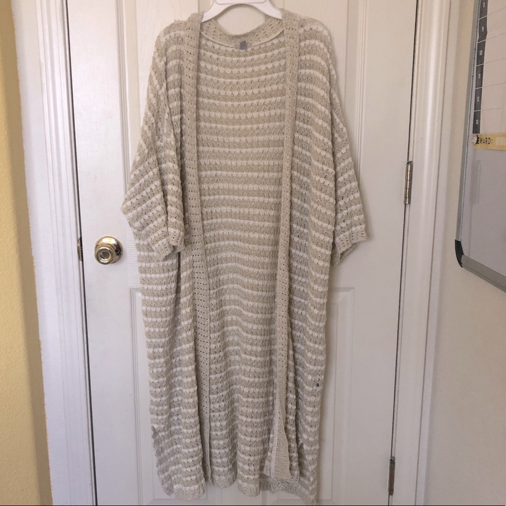 Cream Floorlength Open Cardigan